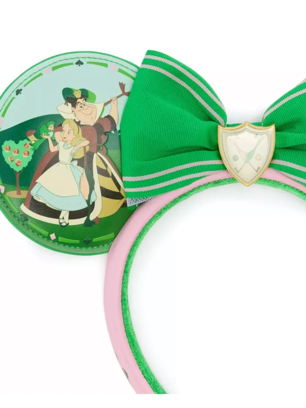 D23 BRAND NEW Alice in Wonderland Kids Ear Headband with Green Bow and Pink Band